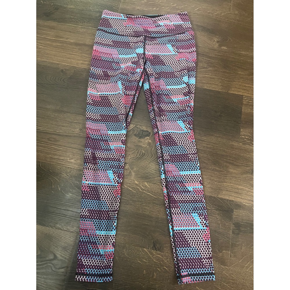 Victoria's Secret VSX Sport Knockout Leggings‎ Purple Pink Blue Dot Print M Long